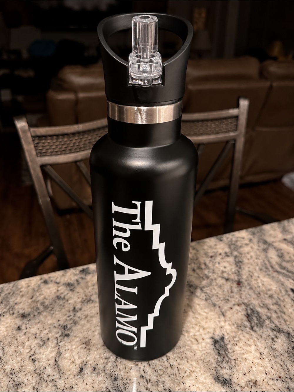 Black Stainless Steel Water Bottle with Straw Lid